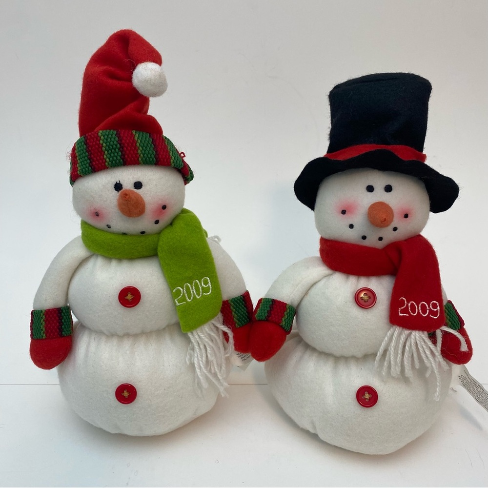 Vintage 2009 Bon-Ton Festive Christmas Snowman Pair
